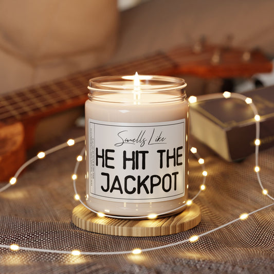 Smells Like He Hit The Jackpot | Lovely Engagement / Weeding Soy Candle Special Gift For Lovers, Husband and Wife