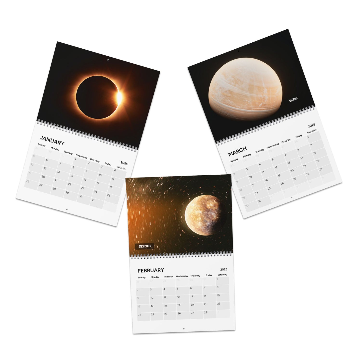 Journey Through the Stars: 2025 Solar System Calendar - Breathtaking Planet Images, Premium Quality, and Effortless Hanging (10.8" x 8.4")