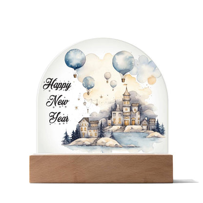 Celestial Cityscape: Winter Night Acrylic Dome Plaque | A gift for your loved ones