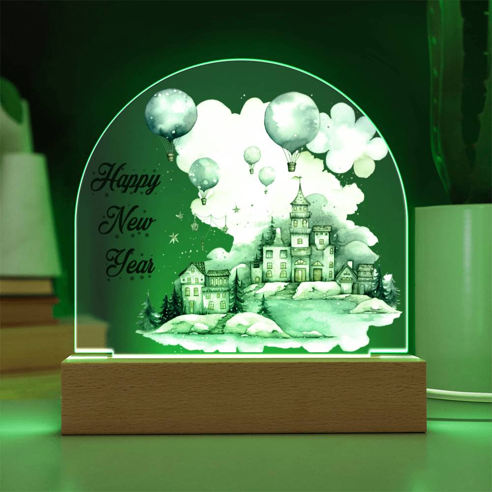 Celestial Cityscape: Winter Night Acrylic Dome Plaque | A gift for your loved ones